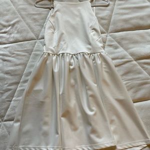 White open back mini dress